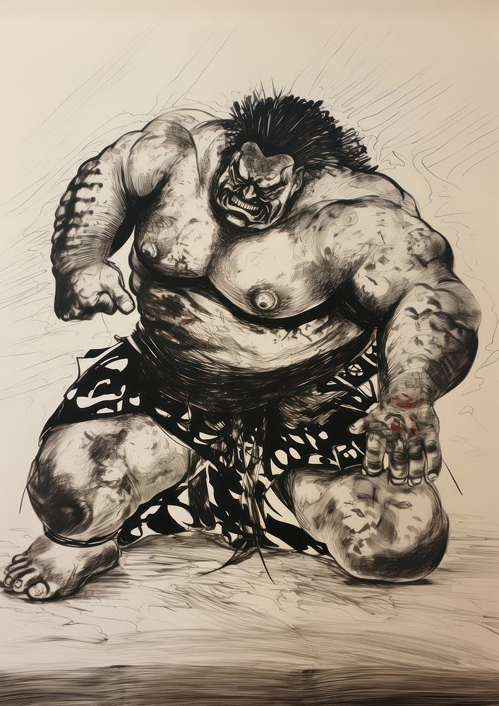 Sumo wrestler painting tattoo art. | Free Photo Illustration - rawpixel