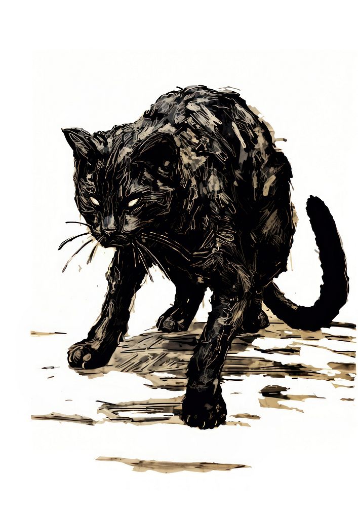 A cat art illustrated wildlife.