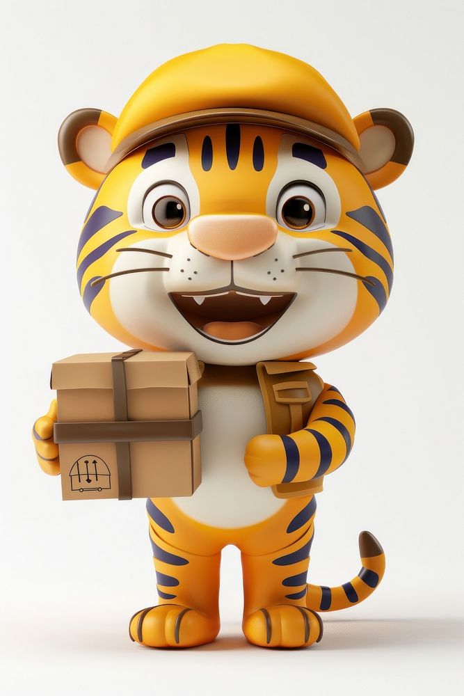 Tiger in delivery costume cute toy representation.
