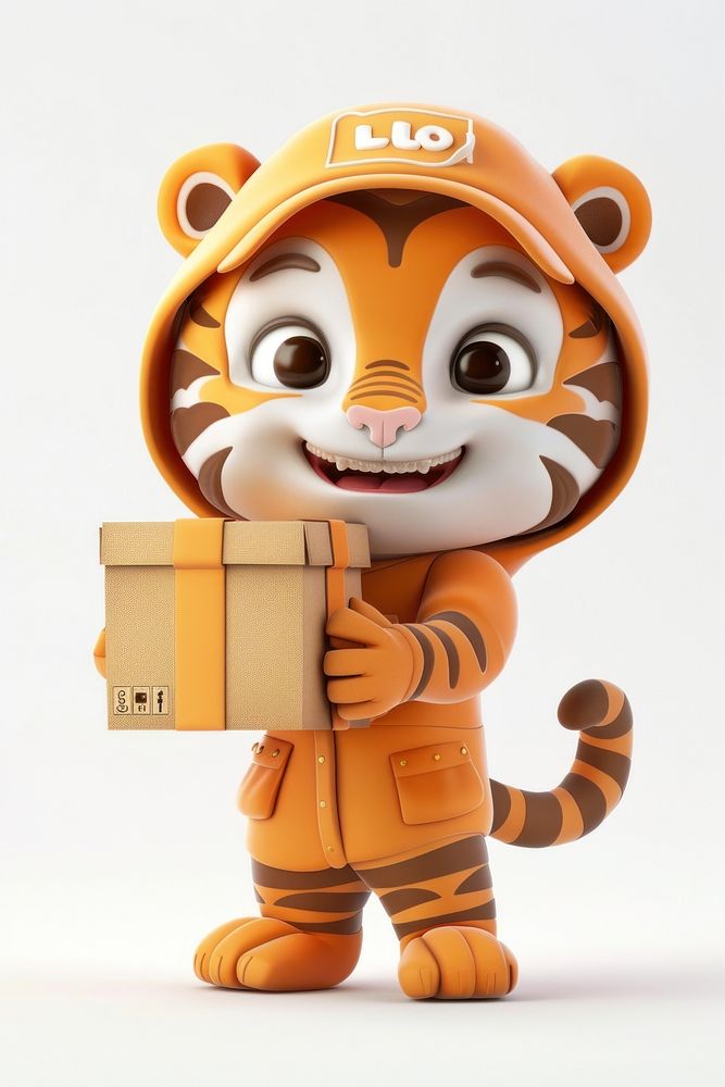 Tiger in delivery costume mammal cute toy.