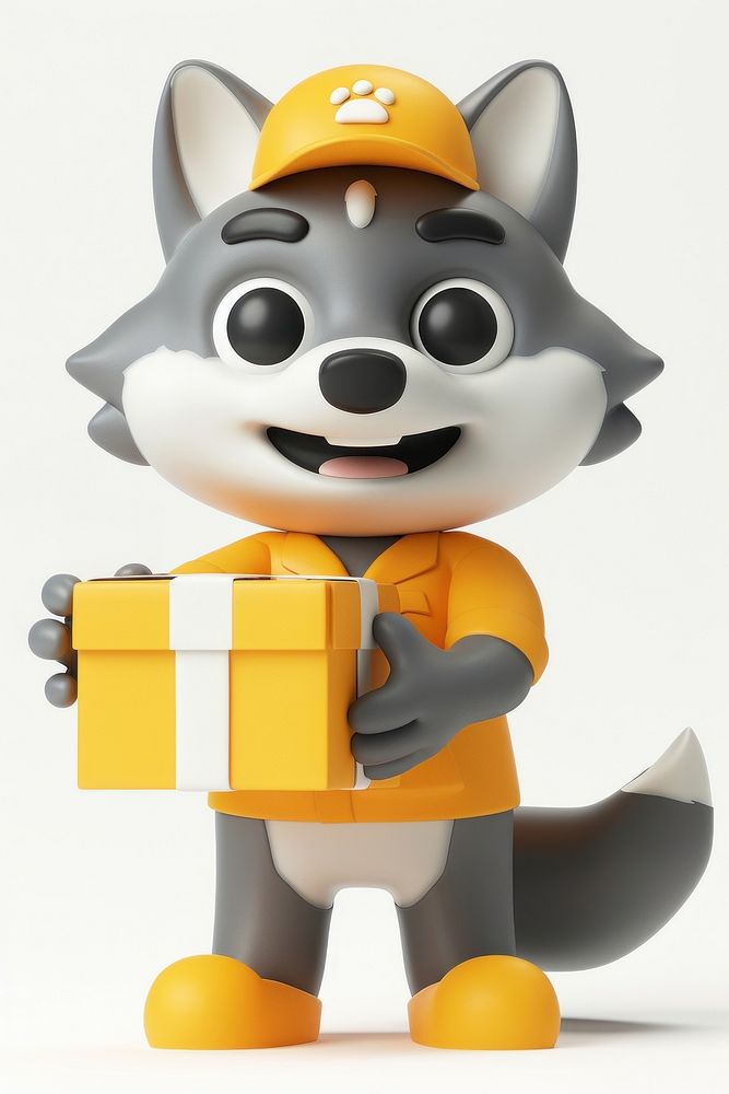 Wolf in delivery costume representation celebration figurine.