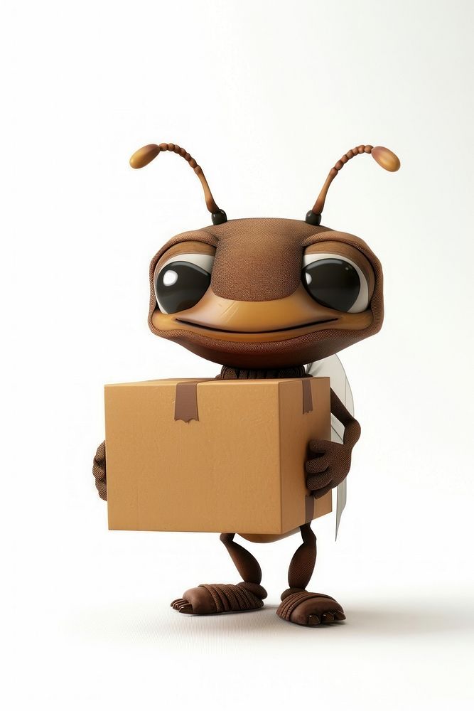 Ant in delivery costume box cardboard animal.
