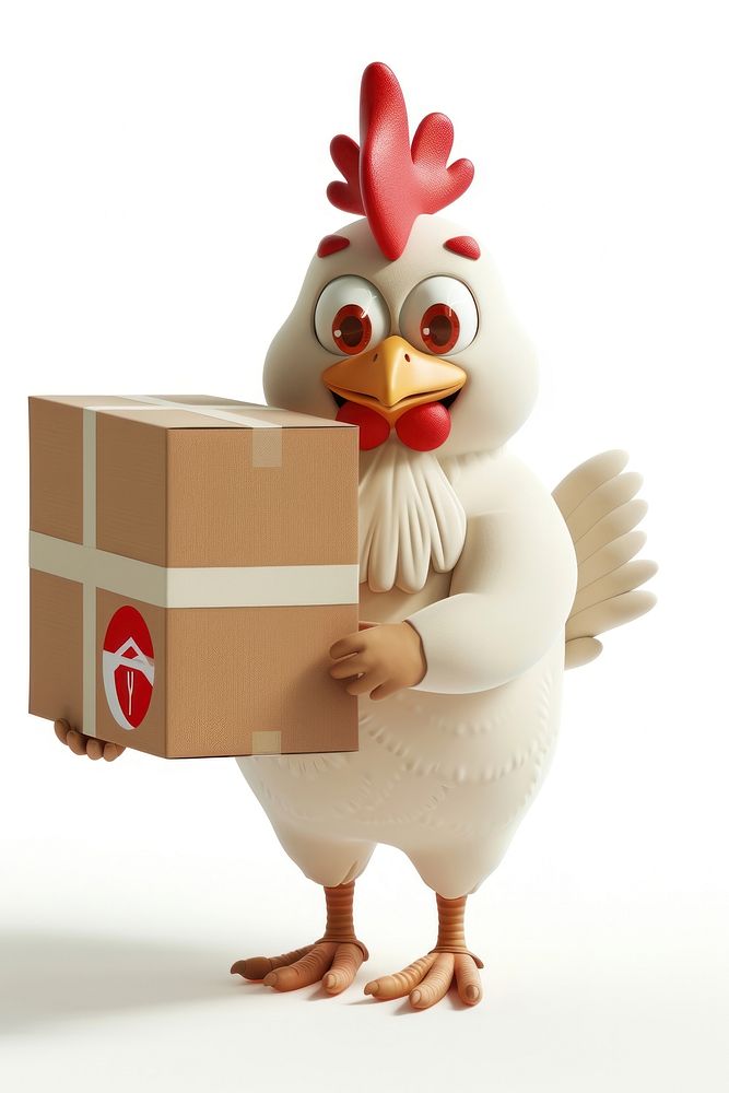 Chicken in delivery costume box cardboard poultry.