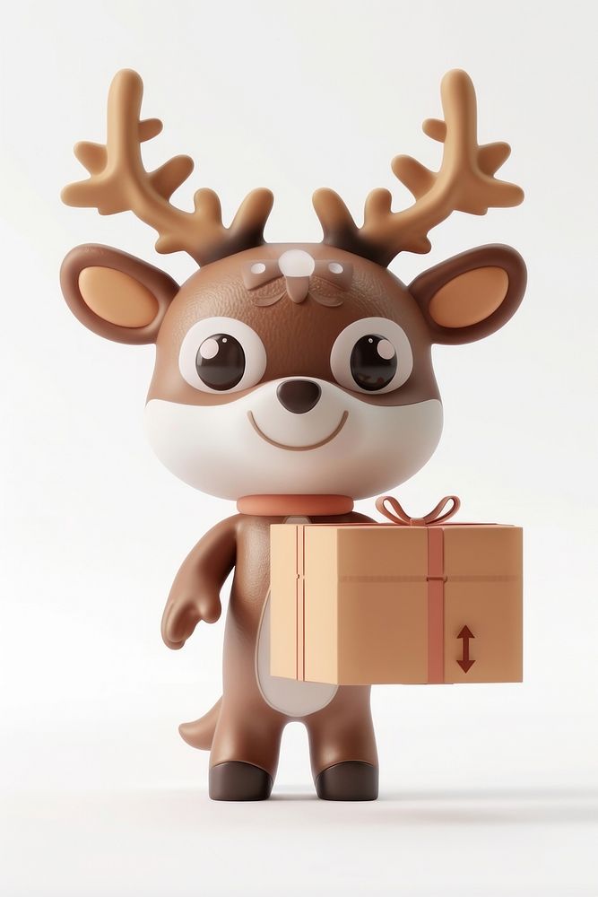 Deer in delivery costume box cardboard cute.