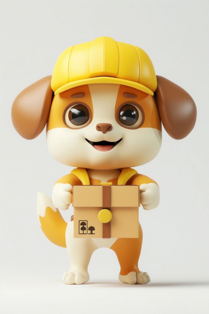 Dog in delivery costume cute toy representation.
