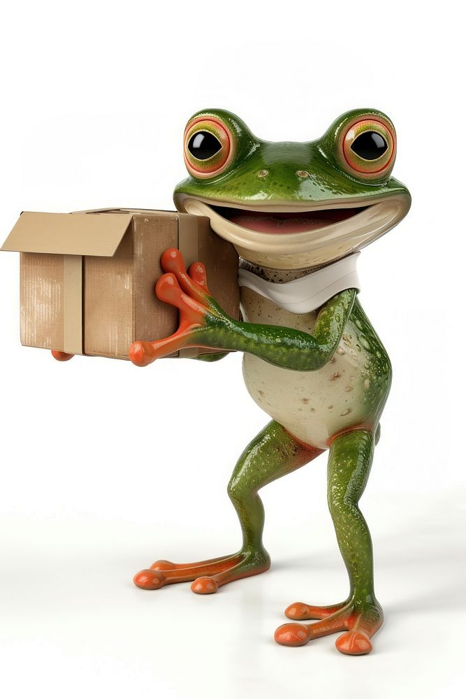 Frog in delivery costume amphibian wildlife animal.
