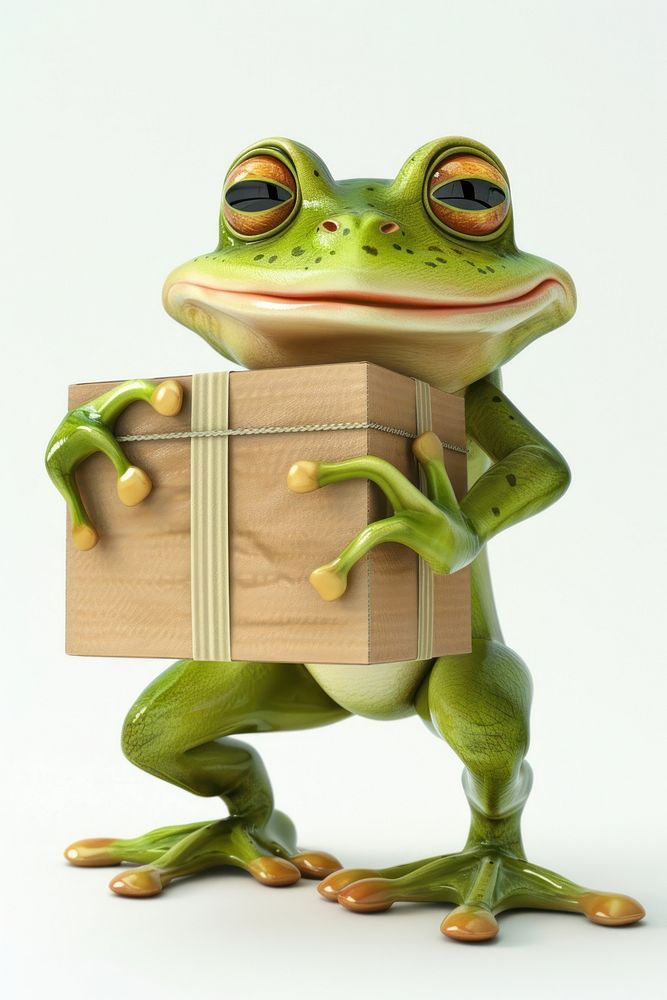 Frog in delivery costume amphibian wildlife animal.