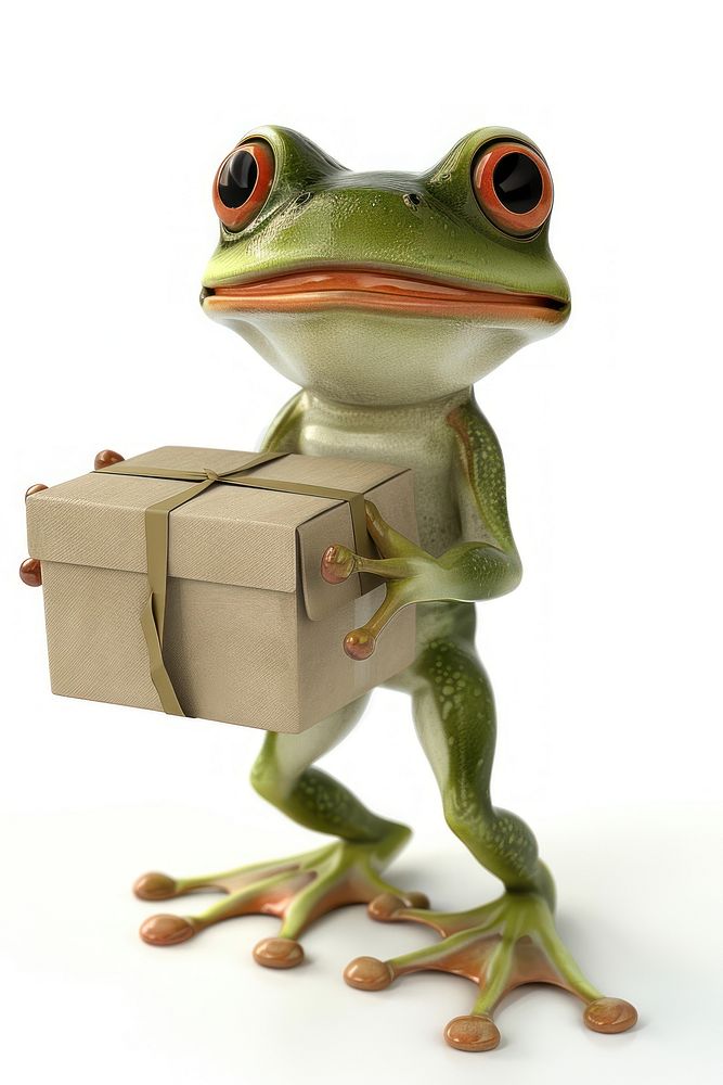 Frog in delivery costume box amphibian wildlife.