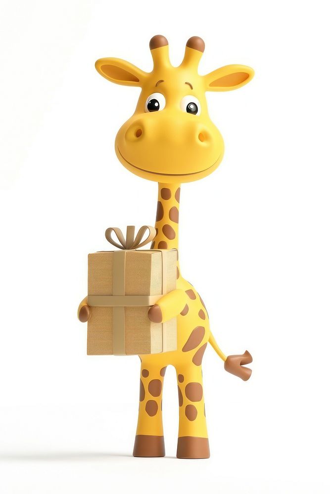 Giraffe in delivery costume animal toy box.