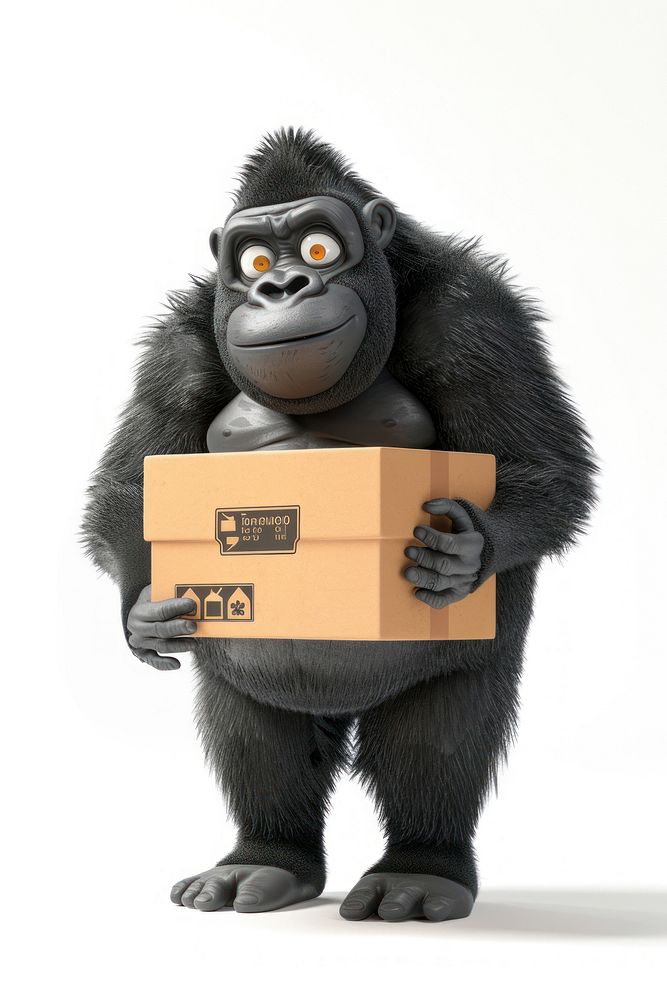 Gorilla in delivery costume box mammal animal.