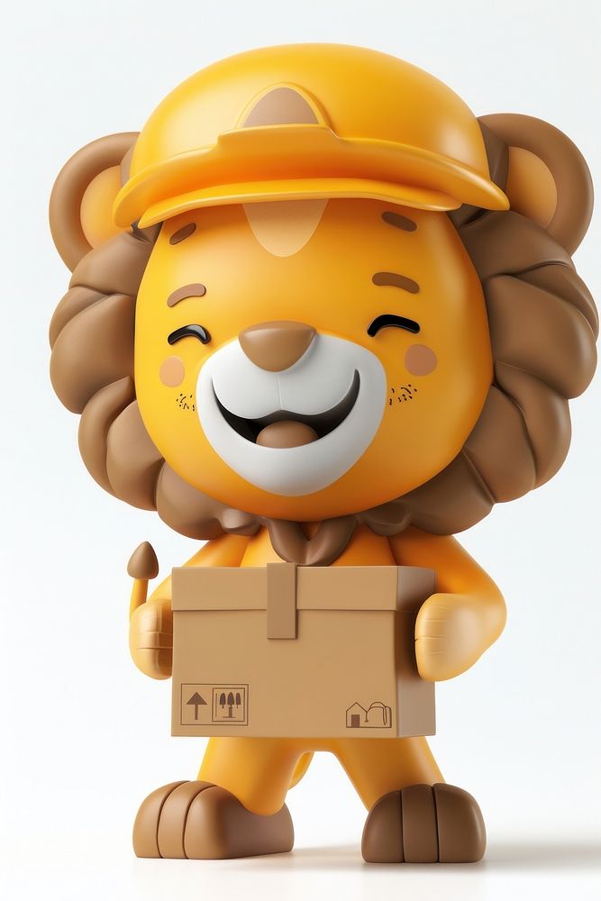 Lion in delivery costume nature cute anthropomorphic.