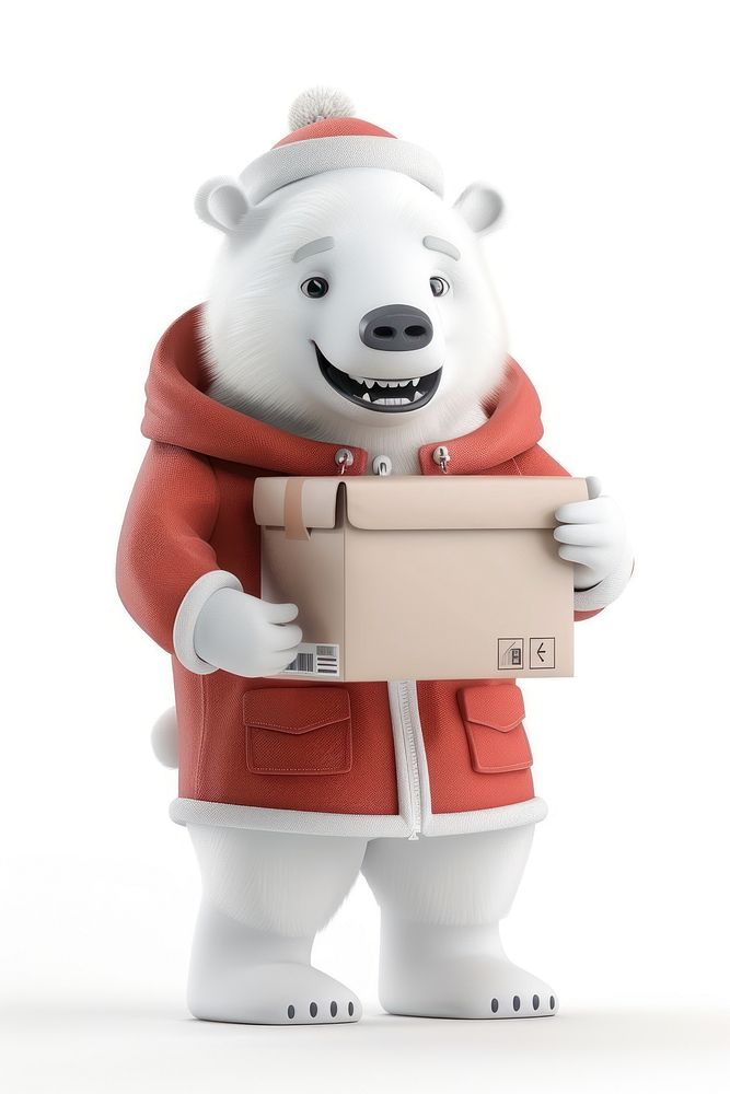 Polar bear in delivery costume figurine mammal white.