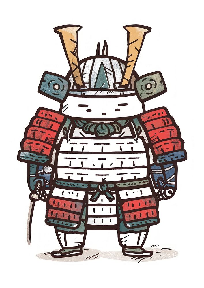 Ceremonial armor in the style of frayed chalk doodle white background representation creativity.