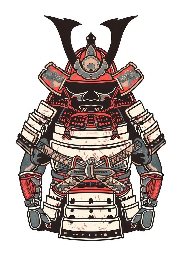 Samurai armor in the style of frayed chalk doodle white background architecture creativity.