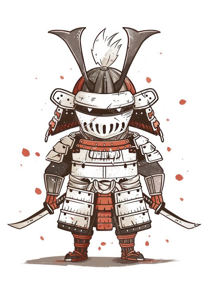 Samurai armor in the style of frayed chalk doodle architecture protection creativity.