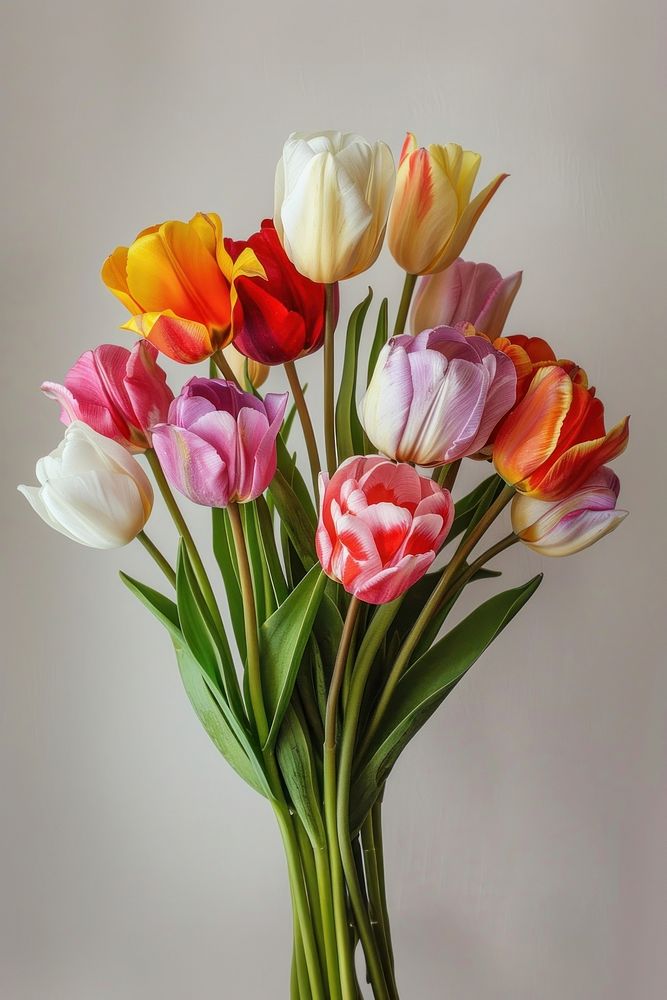 A bouquet of tulips blossom flower plant.