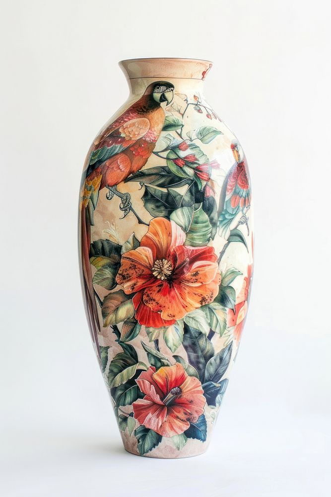 A parrot-shaped ceramic vase porcelain cookware pottery.