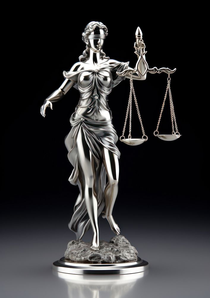 Basic 3d solid Lady Justice silver sculpture adult.