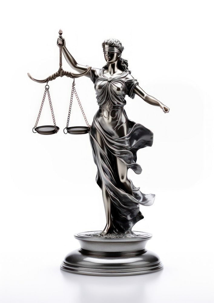 Basic 3d solid Lady Justice sculpture statue scale.