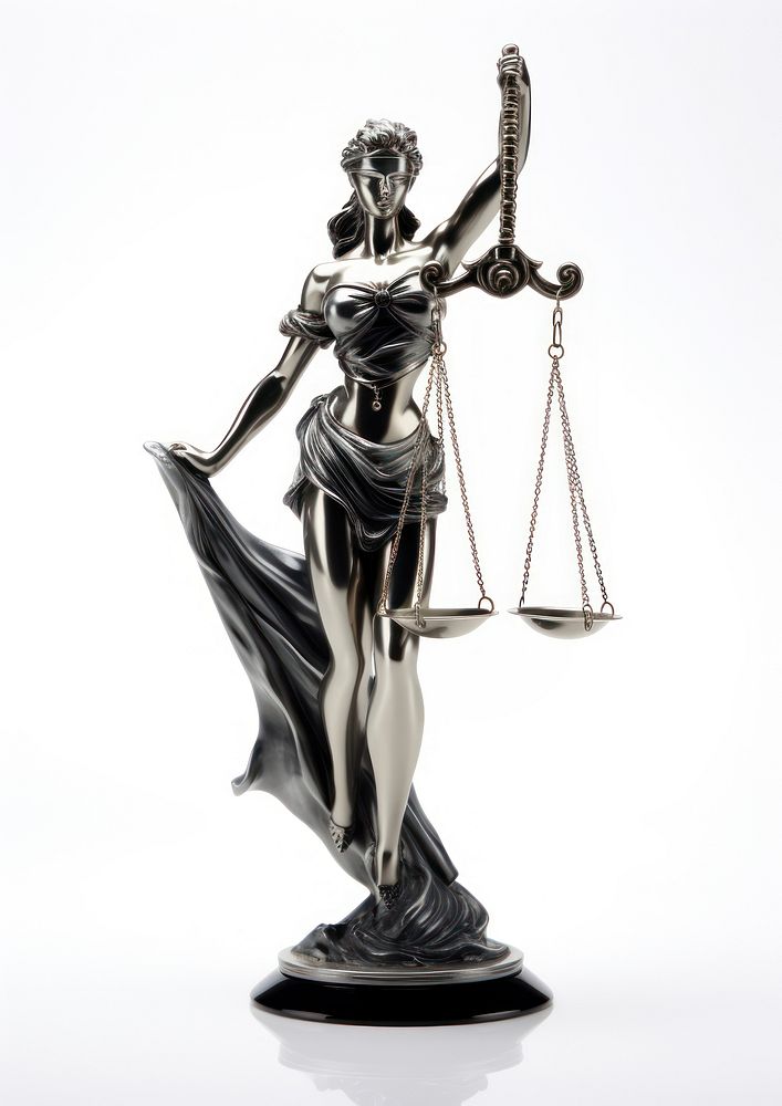 Basic 3d solid Lady Justice sculpture statue black.