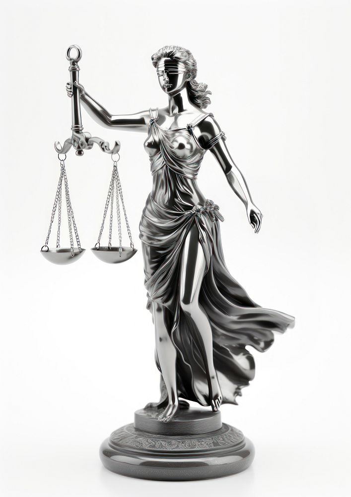 Basic 3d solid Lady Justice sculpture statue scale.