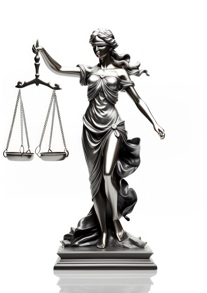 Basic 3d solid Lady Justice sculpture statue scale.