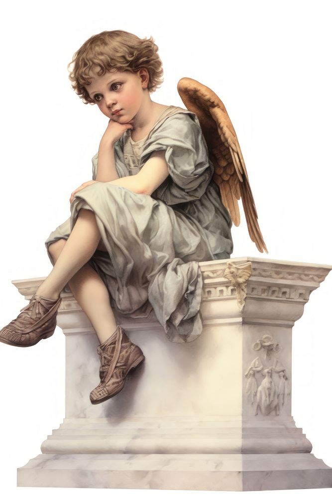 A child angel sitting footwear portrait.