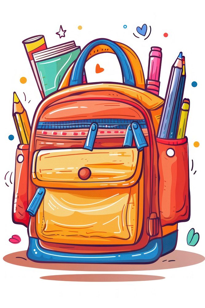 Kids school backpack drawing bag illustrated.