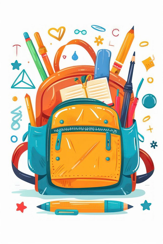 Kids school backpack transportation accessories paintbrush.