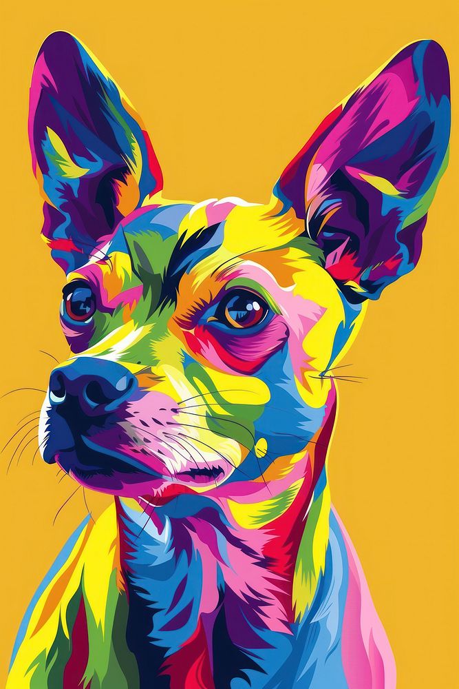 Colorful dog on contrast background art chihuahua painting.