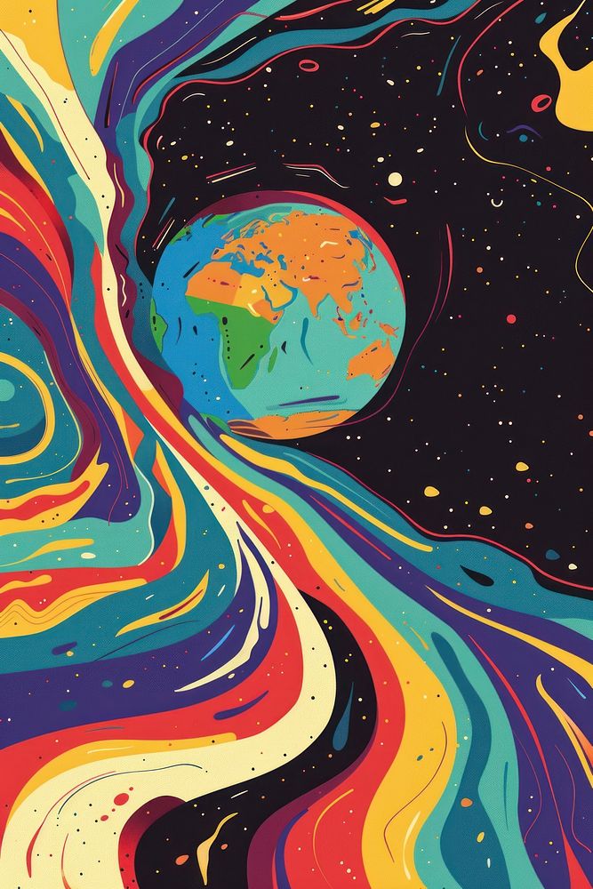 Colorful earth on contrast background backgrounds painting cartoon.
