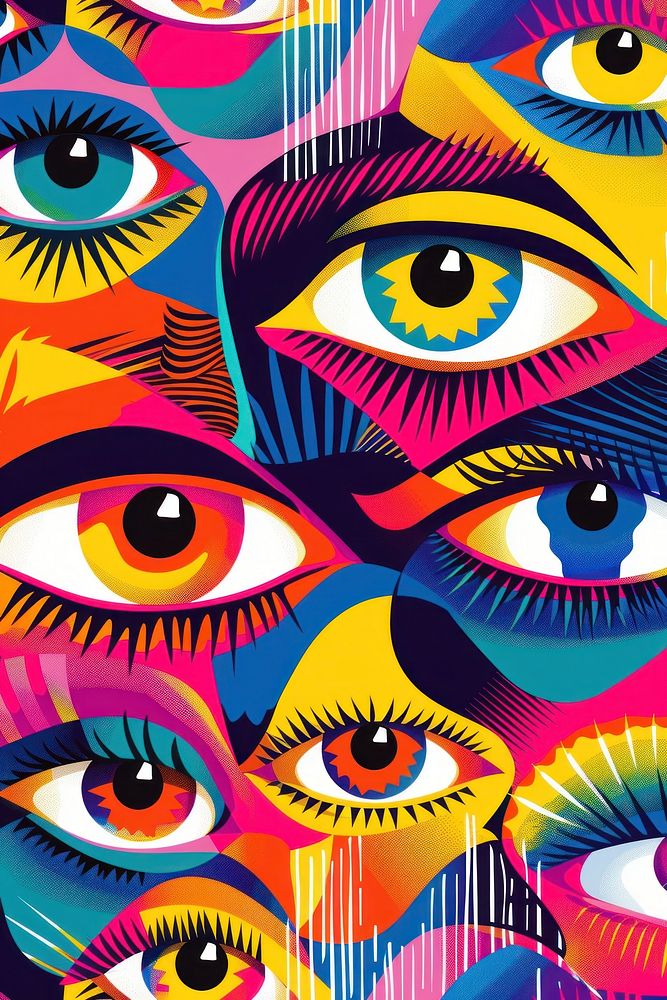 Colorful eyes on contrast background art backgrounds painting.