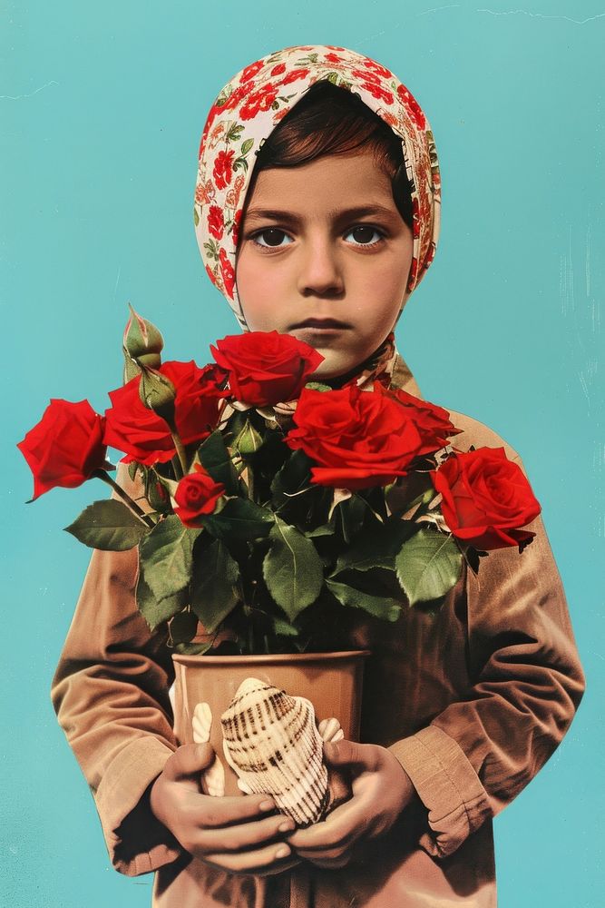 A Muslim child rose portrait flower.