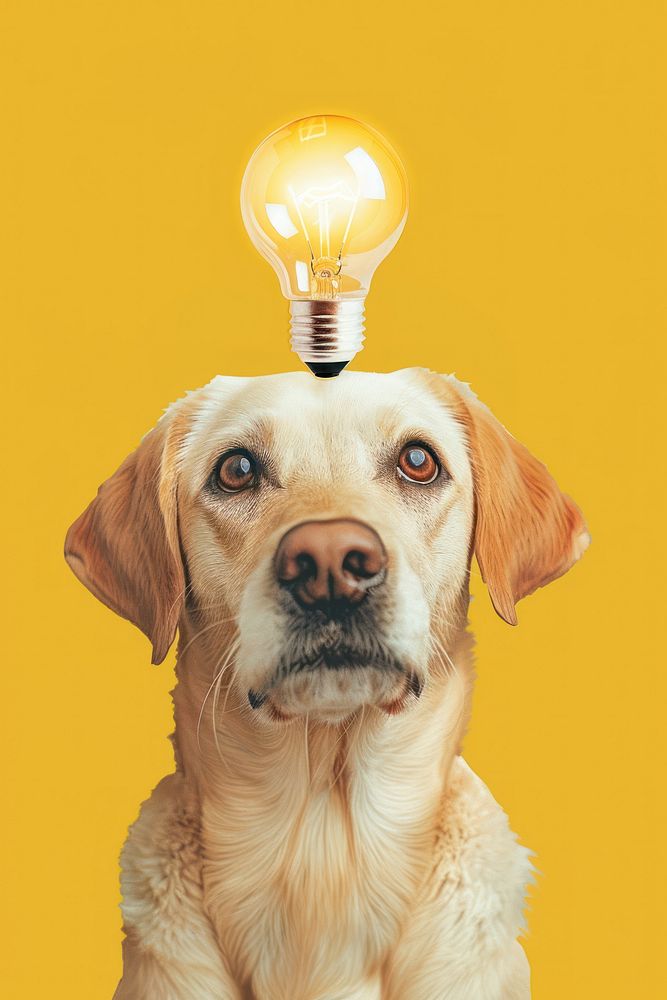 Dog with light bulb dog lightbulb mammal.