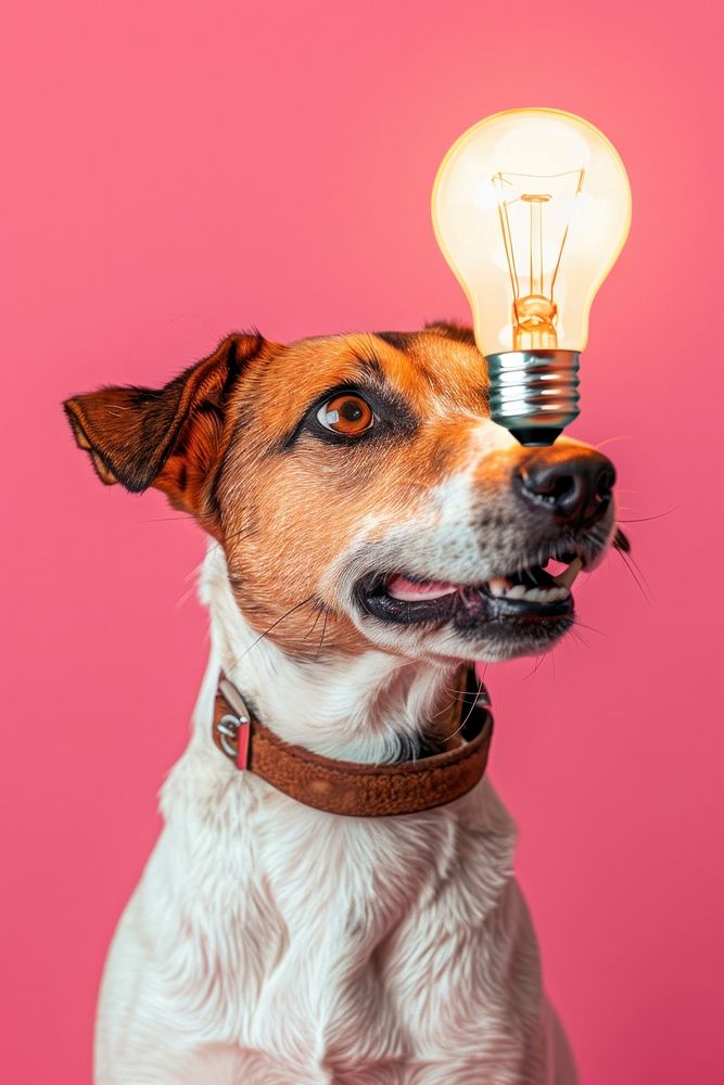 Dog with light bulb dog lightbulb mammal.