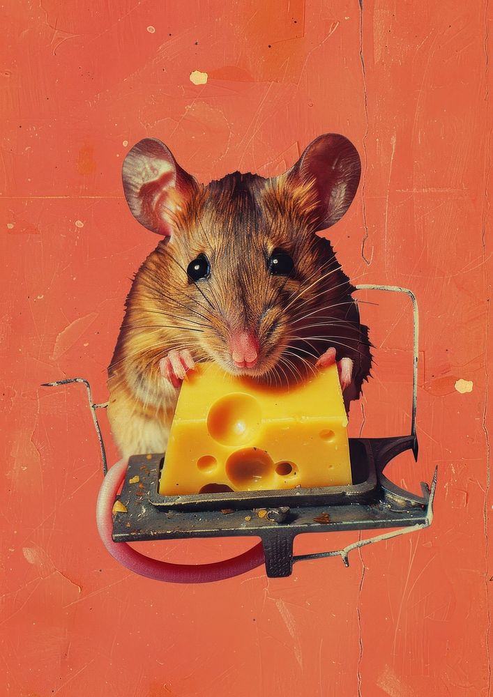 A Mouse with cheese animal mammal rodent.