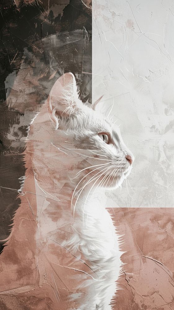 White cat with acrylic brush animal mammal pet.