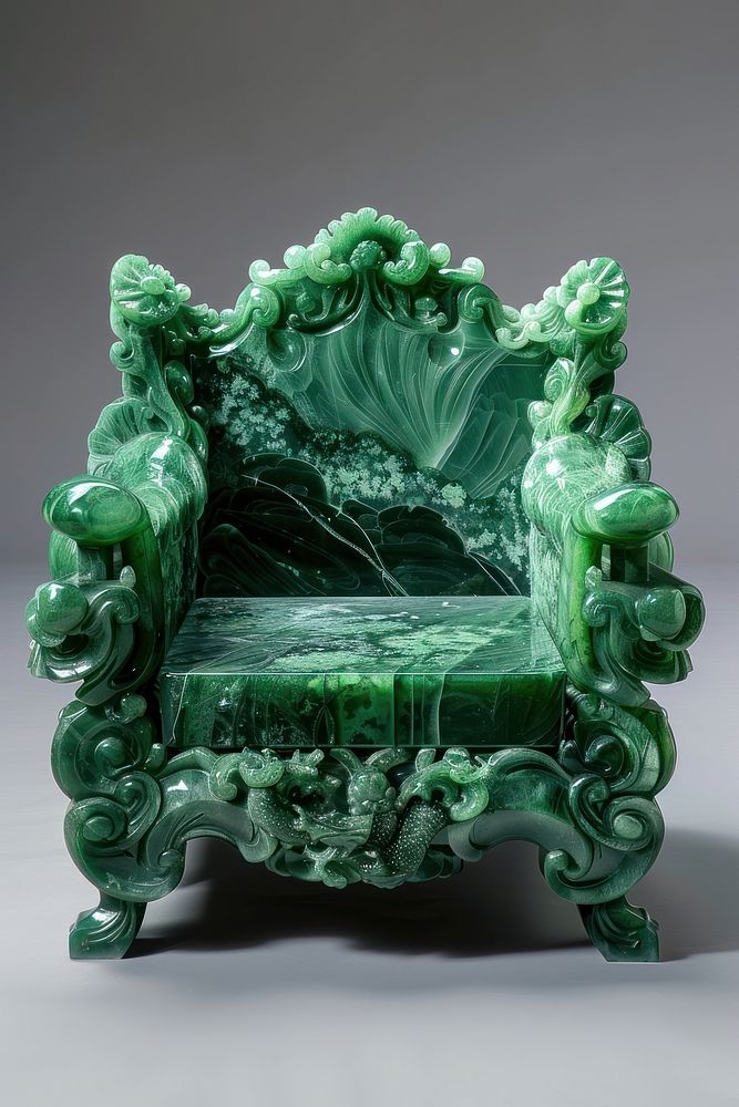 Chair in style of jade furniture gemstone jewelry.
