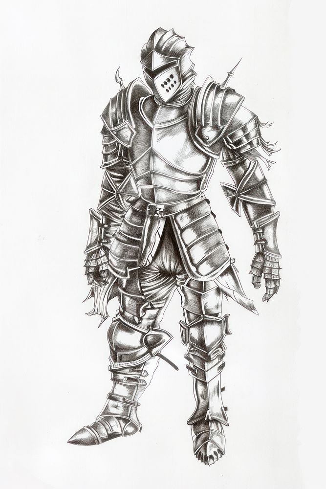 Realistic pencil drawing 1400s armor pencil sketch texture adult architecture illustrated.