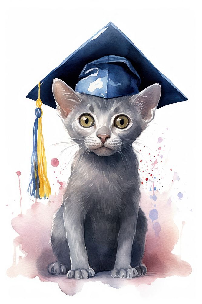 Korat kitten wearing a wizard hat graduation animal mammal.