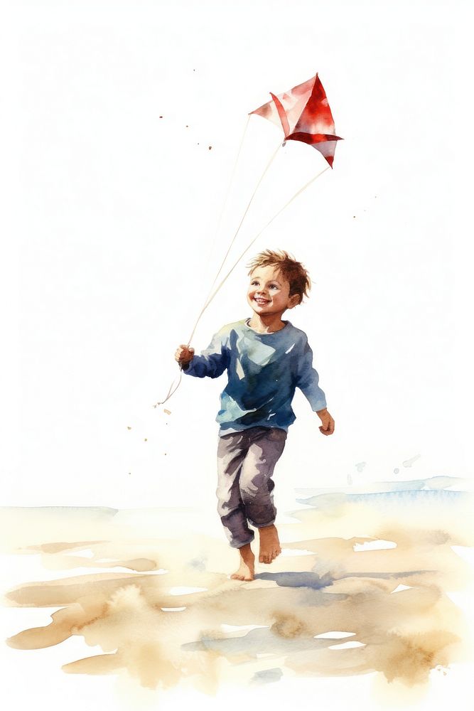 A kid flying a kite portrait child toy.