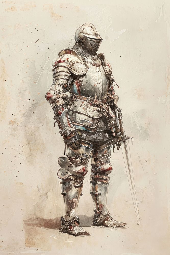 1600s armor character drawing helmet sketch.