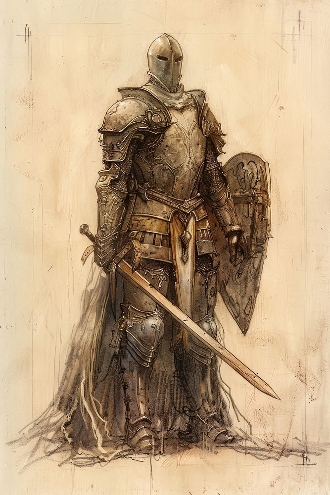 1066 armor character drawing knight weapon.