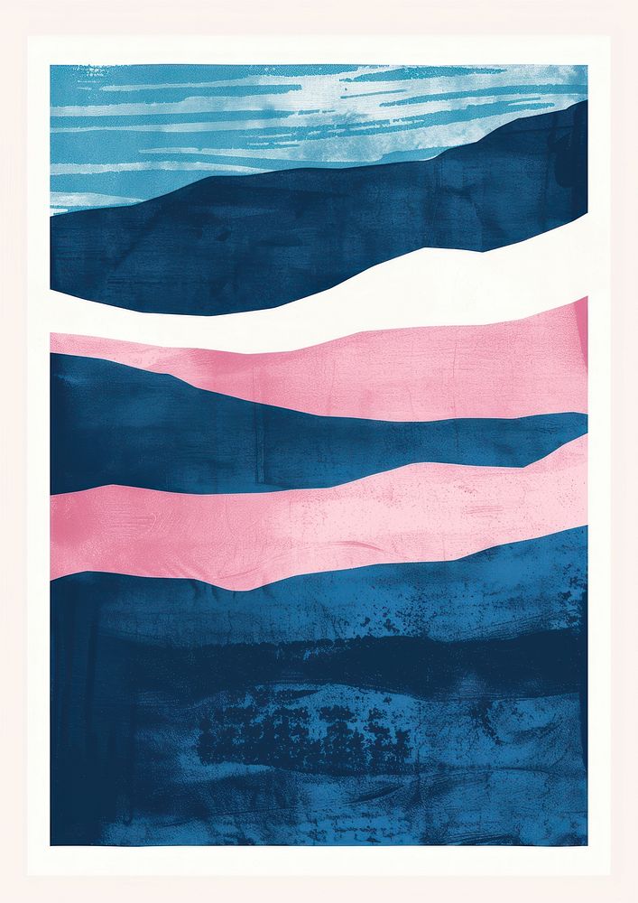 Silkscreen of a snorkeling flag pink art.