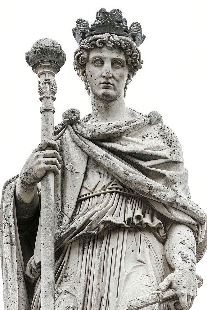 Greek statue holding wand sculpture art representation.
