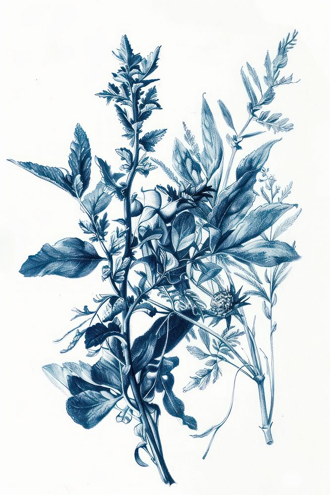 Foliage drawing sketch plant.