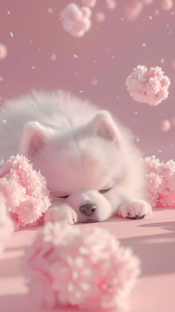 Baby dog animal outdoors blossom.