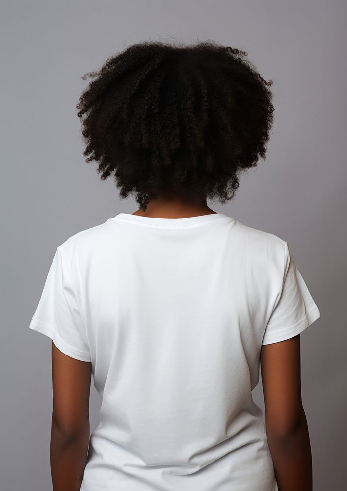 Black woman in over size white t-shirt person human hair.