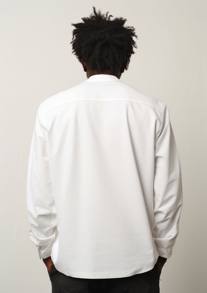 Black man in over size white t-shirt back clothing apparel.