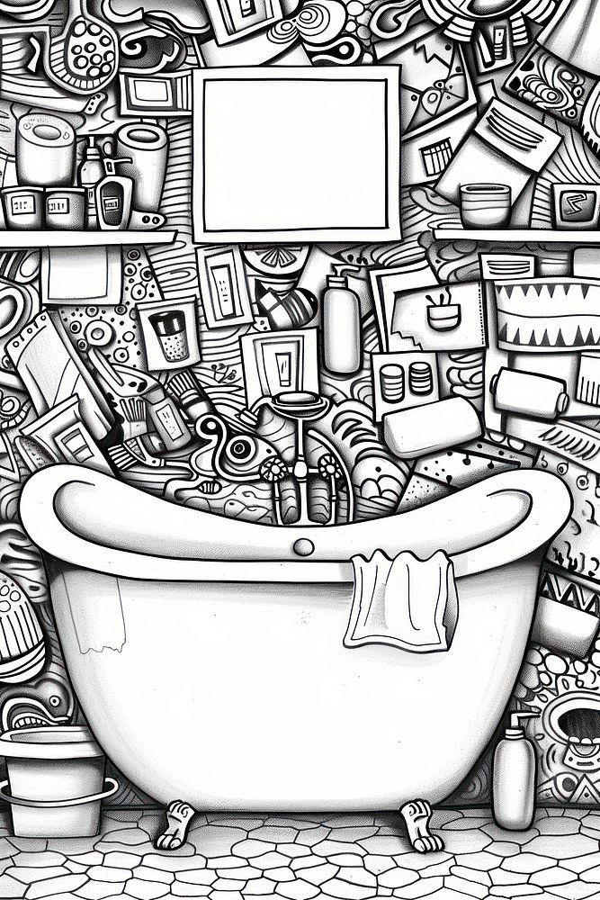 Poster template for bathroom doodle illustrated bathing.